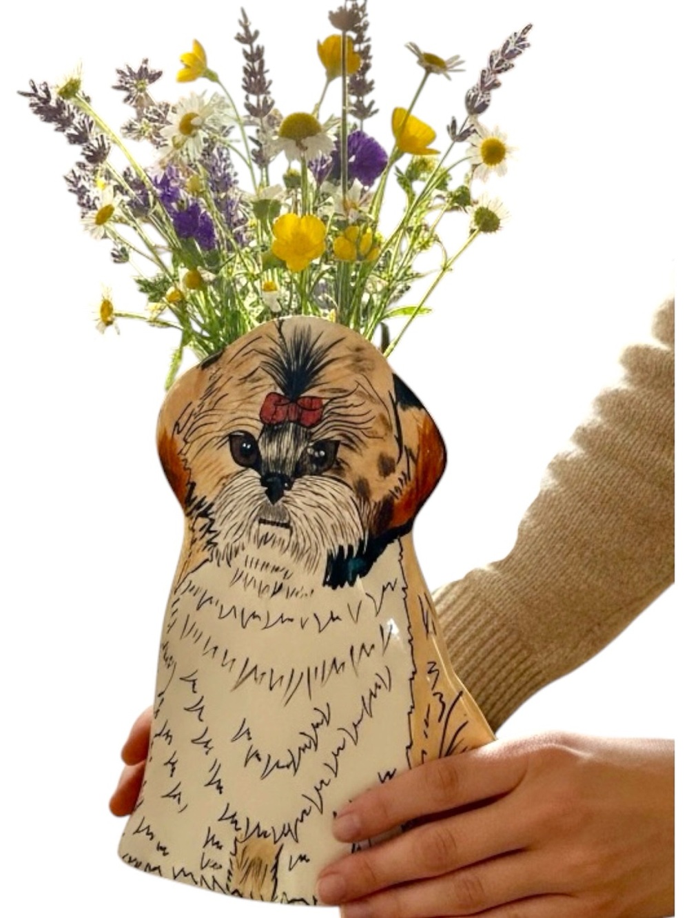 Shih Tzu vase, by “dogs by Nina”, ceramic. Hand painted, vintage, retired